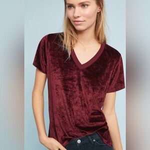 Michael Stars Slouched V-Neck Tee in Burgundy
